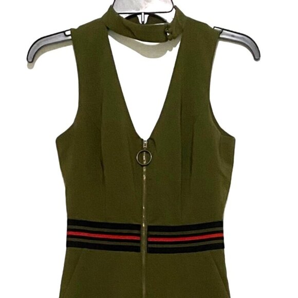 XOXO Choker Sleeveless Jumpsuit XS Olive Green - Picture 2 of 7
